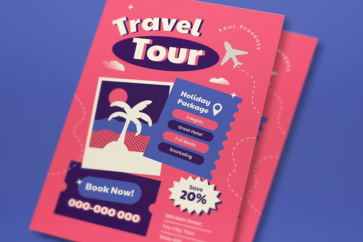 旅行团推广海报模板 Travel Tour Flyer Set 设计素材 第2张