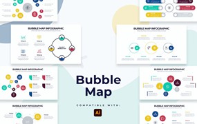 气泡图形信息图表设计AI矢量模板 Business Bubble Map Illustrator Infographics