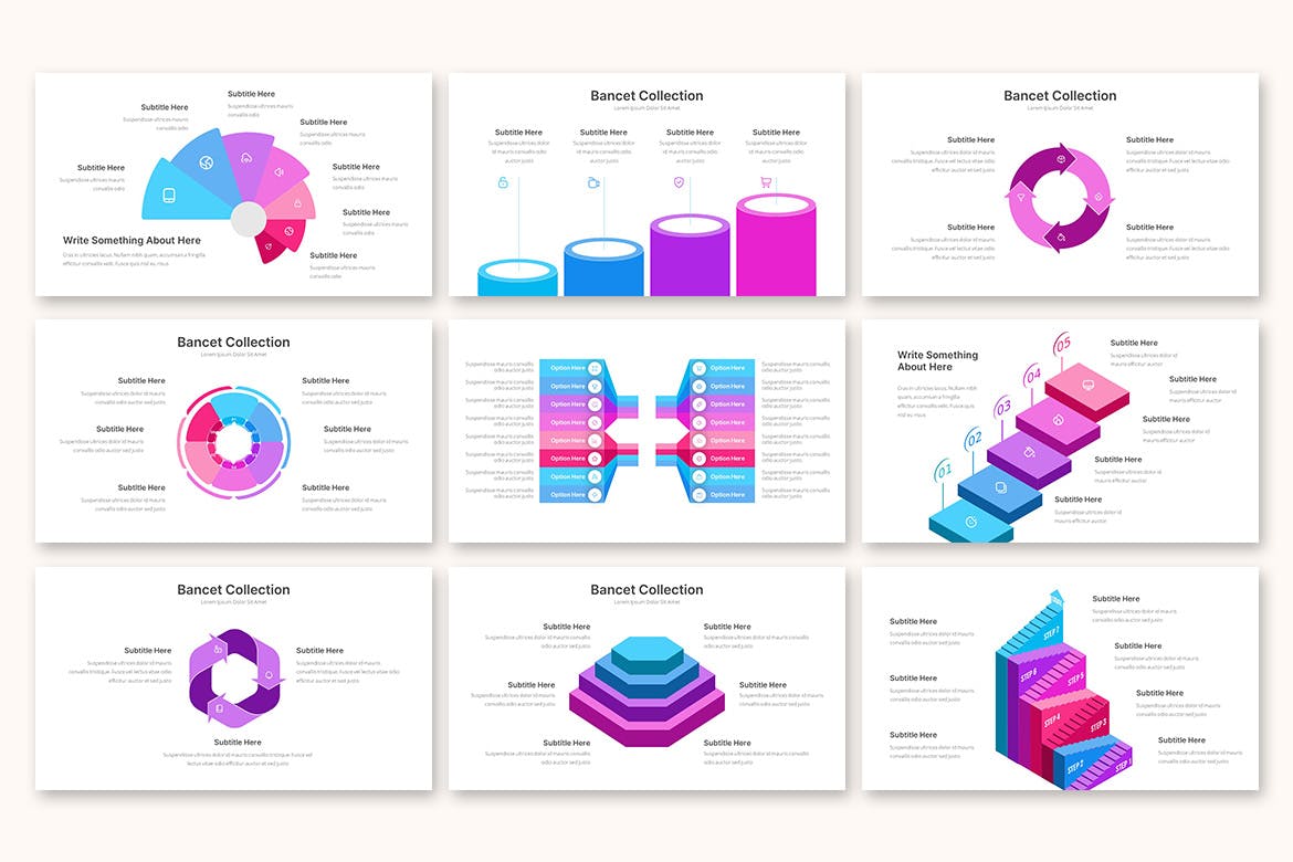 银行数据信息图表Powerpoint模板 Bancet Infographic – Powerpoint Template 幻灯图表 第3张