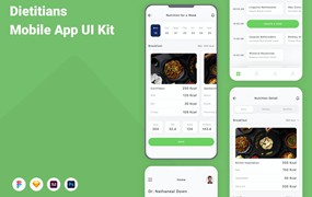 营养食谱App应用程序UI设计模板套件 Dietitians Mobile App UI Kit