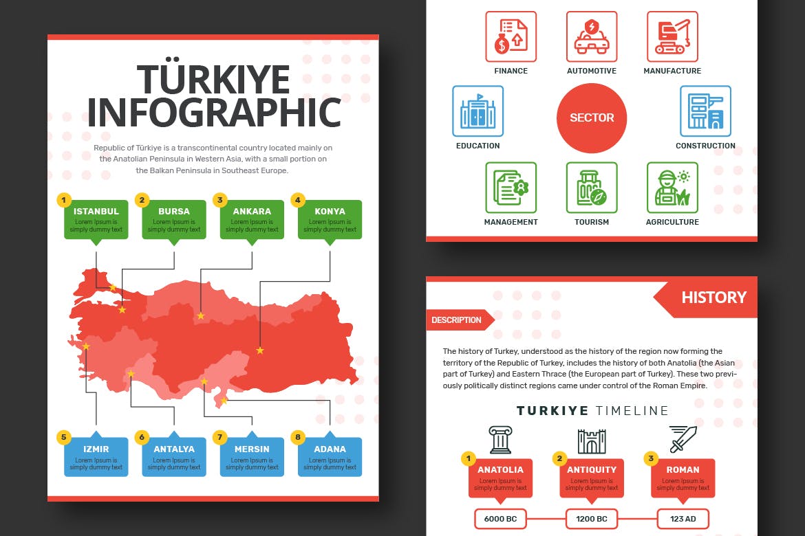 土耳其元素信息图表设计套件 TURKIYE Infographic Template 幻灯图表 第4张