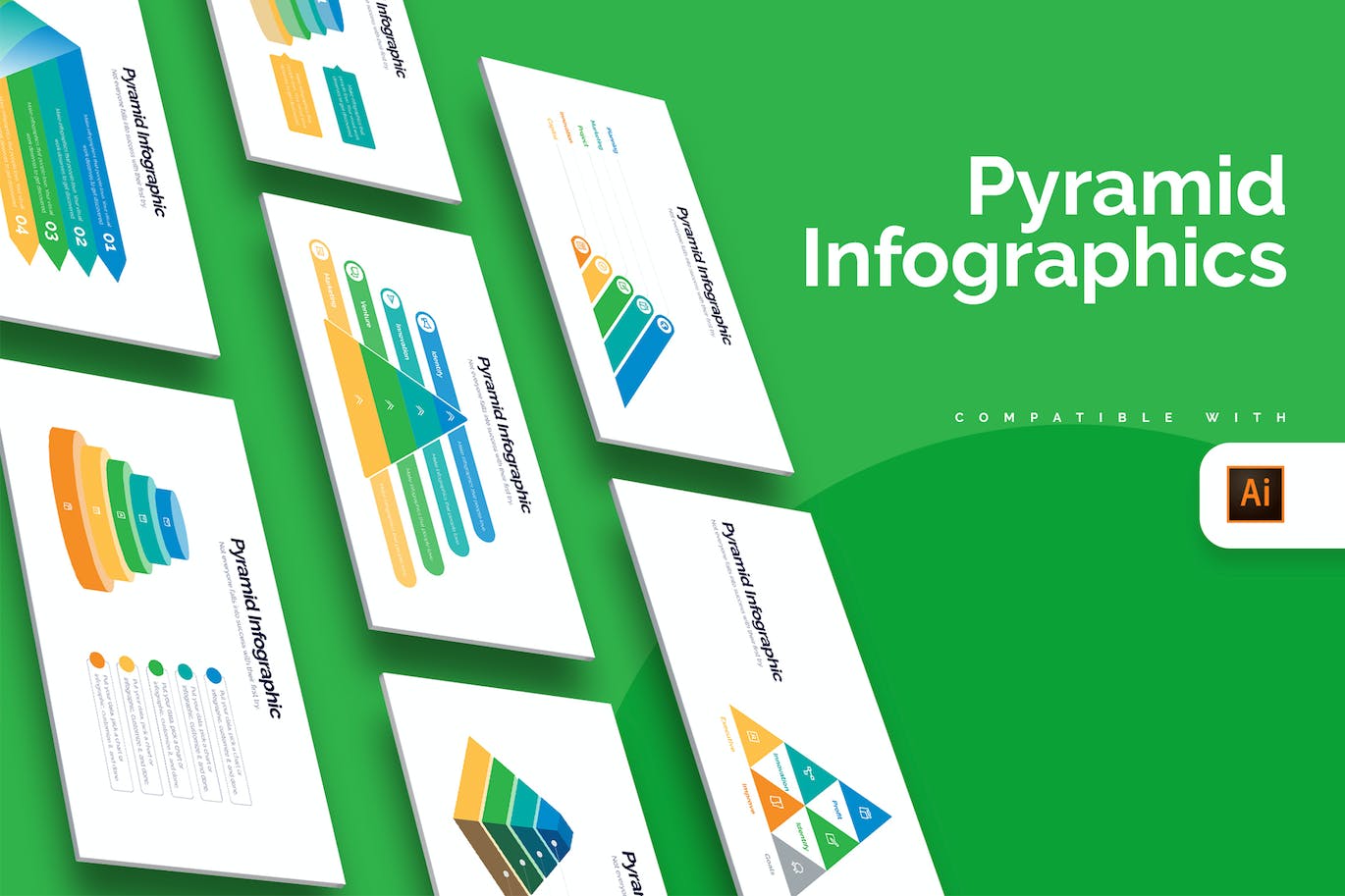 商业金字塔信息图表设计AI矢量模板 Business Pyramid Illustrator Infographics 幻灯图表 第1张