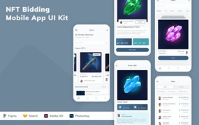NFT竞拍App应用程序UI设计模板套件 NFT Bidding Mobile App UI Kit