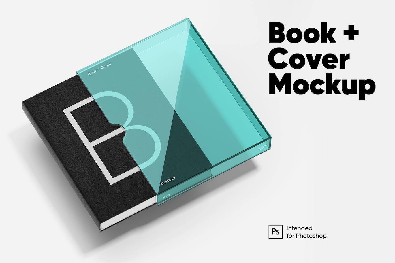 硬封书封面+玻璃书套设计样机 Book+Cover Mockup 样机素材 第1张
