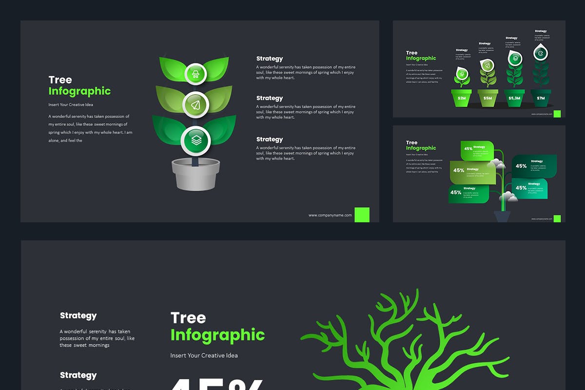 树状信息图表演示文稿PPT模板 Tree Infographic PowerPoint Presentation 幻灯图表 第3张