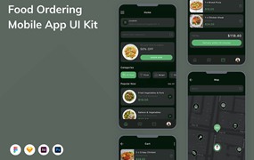 食品订购App应用程序UI设计模板套件 Food Ordering Mobile App UI Kit