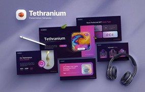 NFT创意数字市场PPT幻灯片模板下载 Tethranium – NFT Creative Powerpoint Template