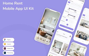 房屋租赁App手机应用程序UI设计素材 Home Rent Mobile App UI Kit