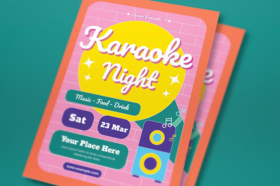 卡拉OK活动传单模板 Karaoke Flyer Set 设计素材 第3张