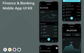 金融与银行App应用程序UI设计模板套件 Finance & Banking Mobile App UI Kit