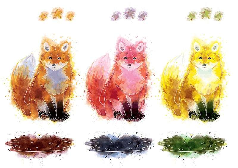 狐狸和花朵矢量图案AI水彩笔刷套件 笔刷资源 第2张