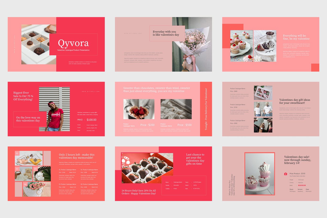 情人节食品目录Powerpoint模板下载 Qyvora – Valentine Catalogue Powerpoint 幻灯图表 第5张