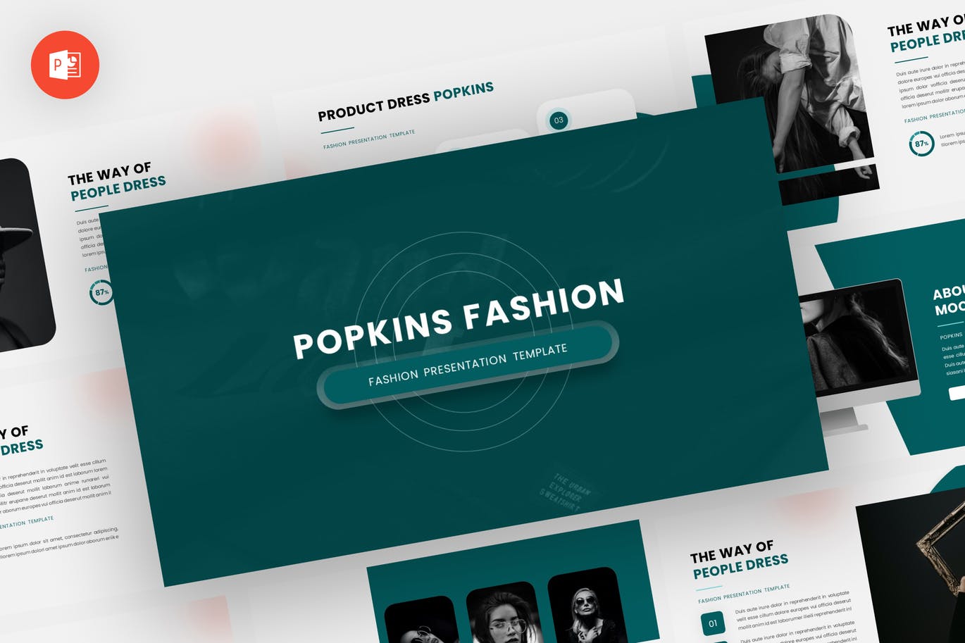 时尚品牌演示PPT幻灯片模板下载 Popkins – Fashion Powerpoint Template 幻灯图表 第1张