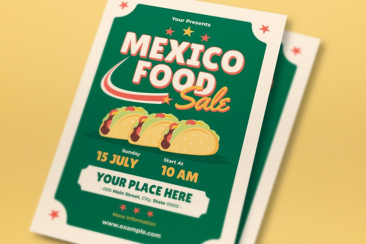 墨西哥饼食品销售宣传单设计 Mexico Food Sale Flyer Set 设计素材 第3张