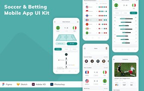 足球体育App应用程序UI设计模板套件 Soccer & Betting Mobile App UI Kit