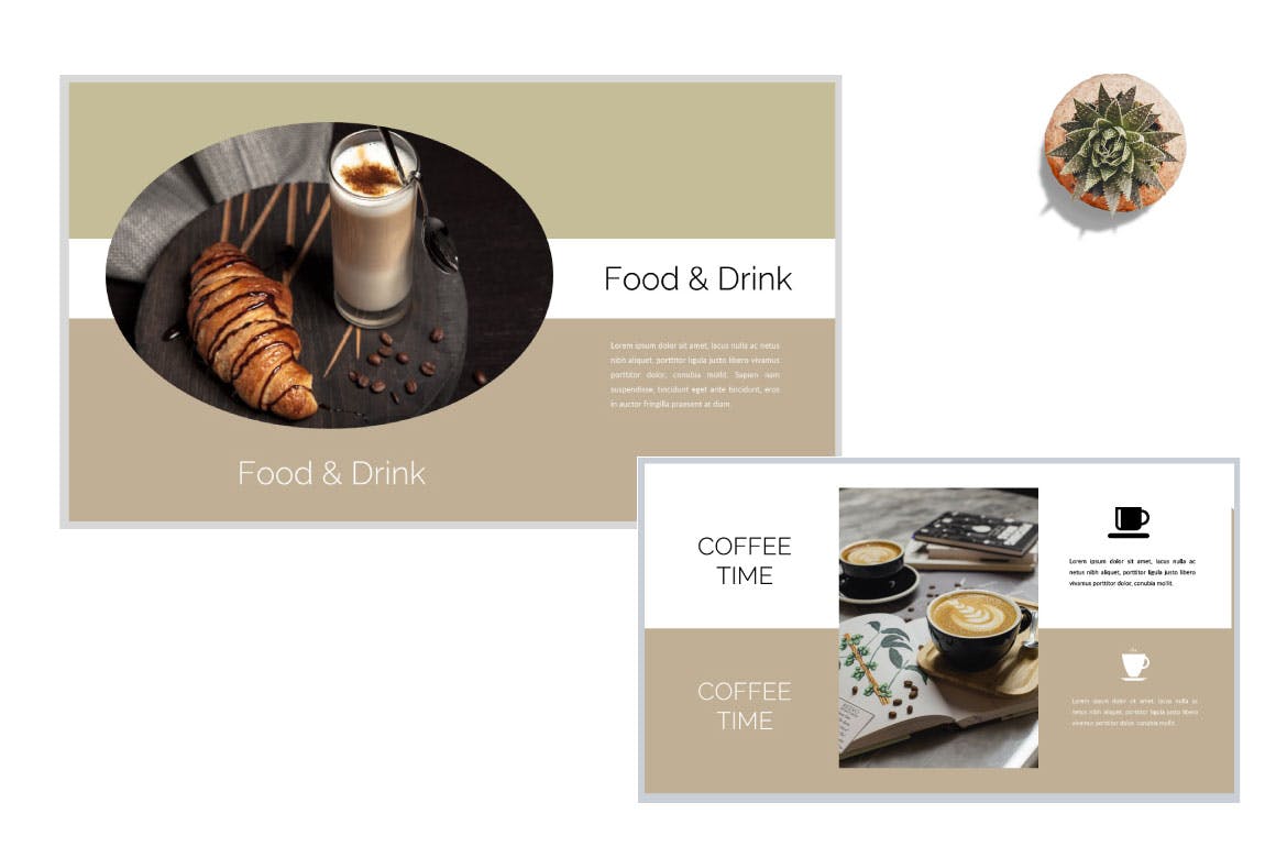 咖啡店创意演示PPT模板 Emily Coffee Shop – Creative Powerpoint Template 幻灯图表 第2张
