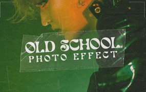 复古半色调印刷照片特效PS图层样式 Old School Print Photo Effect