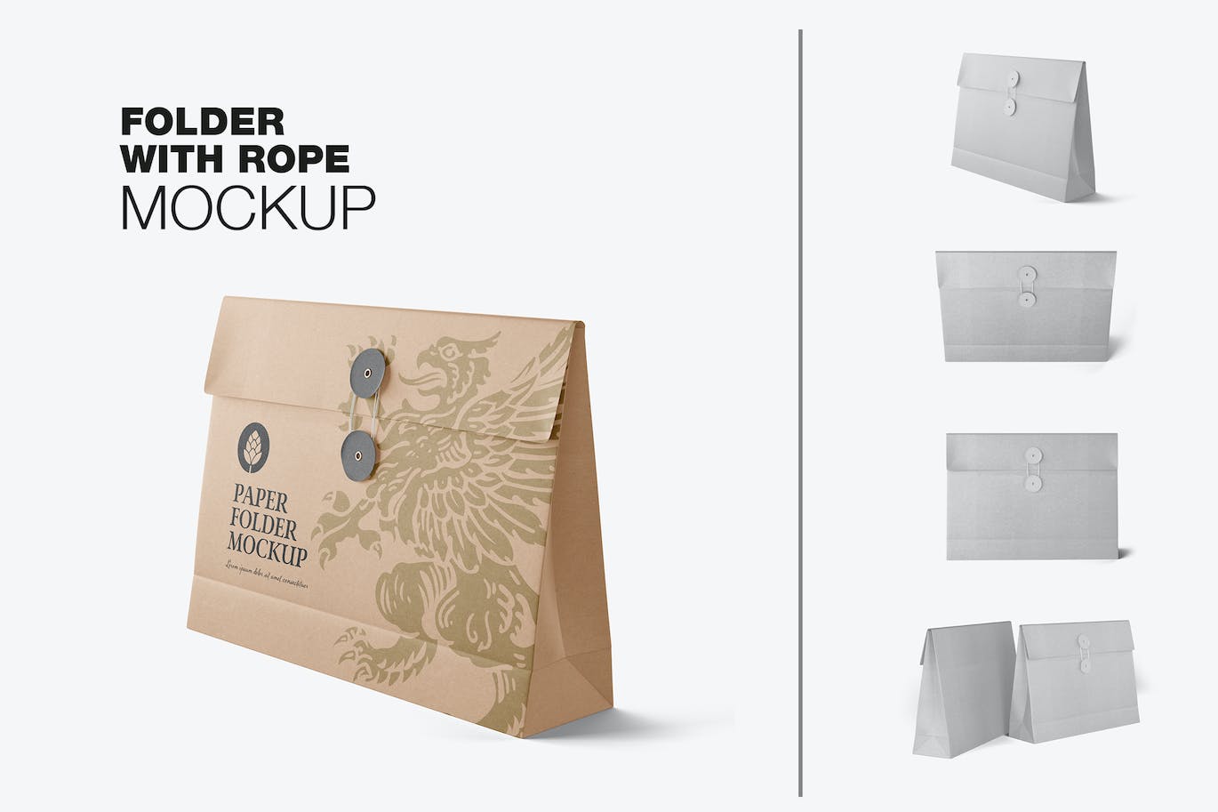 绕绳纸文件袋夹设计样机 Kraft Folder with Bow mockup 样机素材 第1张