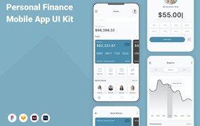 个人理财应用程序App界面设计UI套件 Personal Finance Mobile App UI Kit