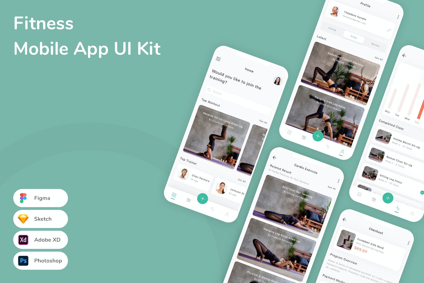 运动健身App应用程序UI设计模板套件 Fitness Mobile App UI Kit APP UI 第1张