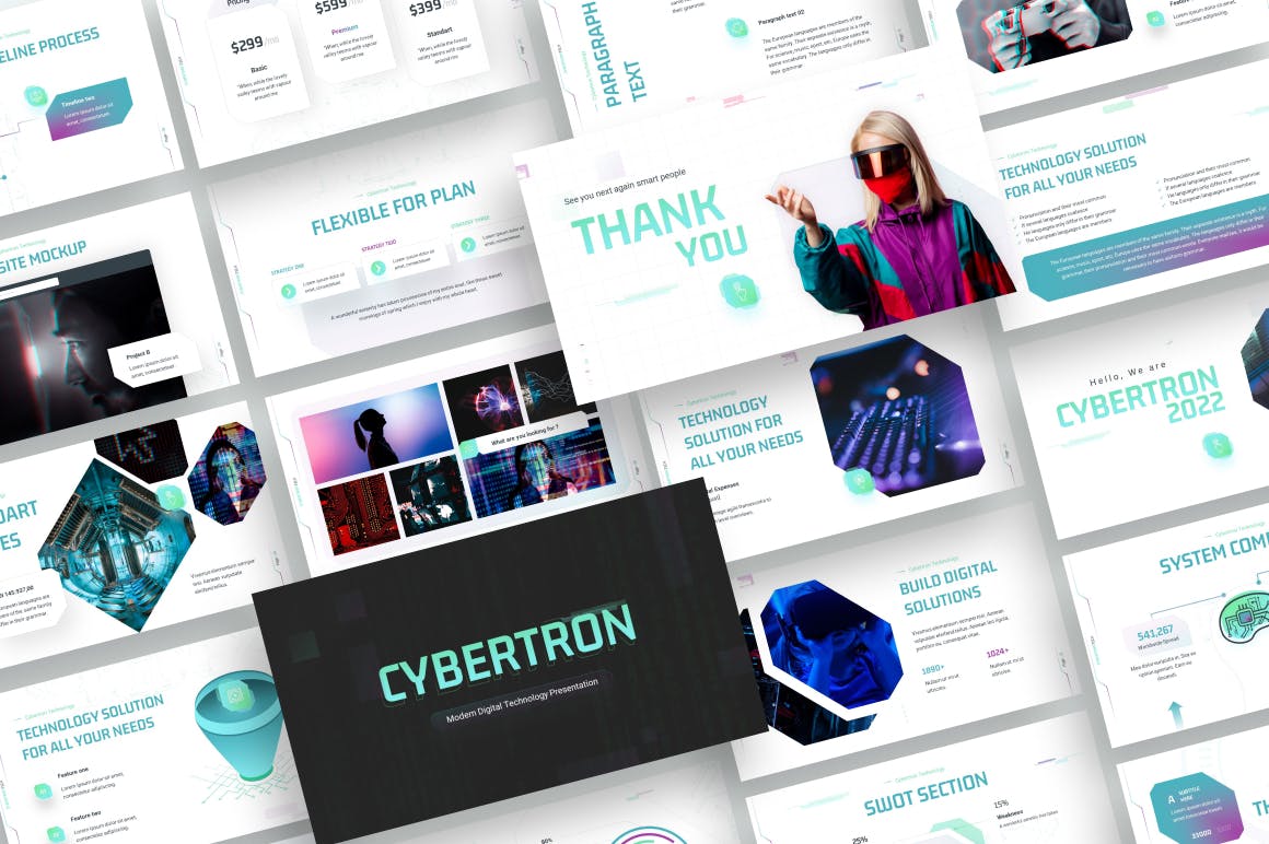 赛博朋克现代技术PPT设计模板 Cybertron Modern Technology PowerPoint Template 幻灯图表 第6张