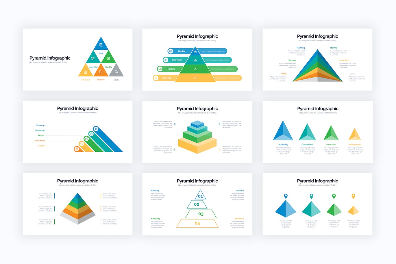 商业金字塔信息图表设计AI矢量模板 Business Pyramid Illustrator Infographics 幻灯图表 第3张