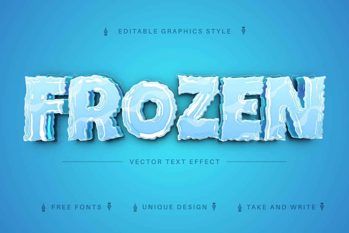 冻结冰块字体样式矢量文本效果 Frozen Winter – Editable Text Effect, Font Style 插件预设 第4张