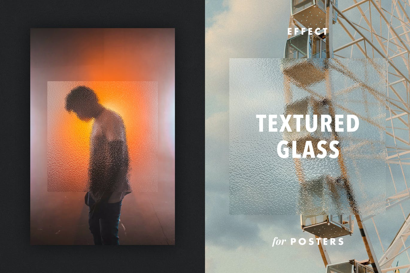 磨砂玻璃纹理效果psd模板 Textured Glass Effect for Posters 插件预设 第1张