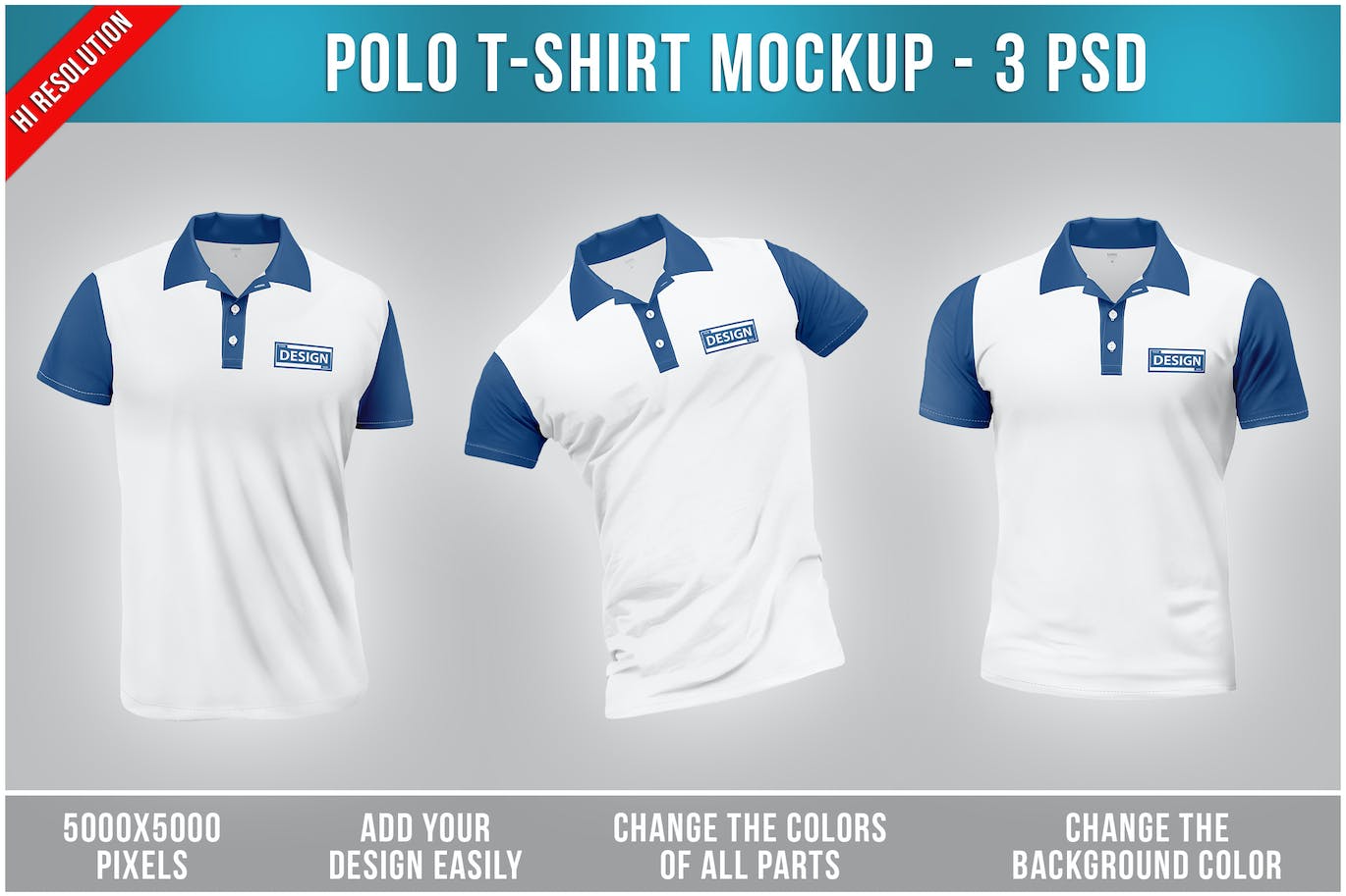 Polo T恤服装设计样机 Polo T-Shirt Mockup 样机素材 第1张