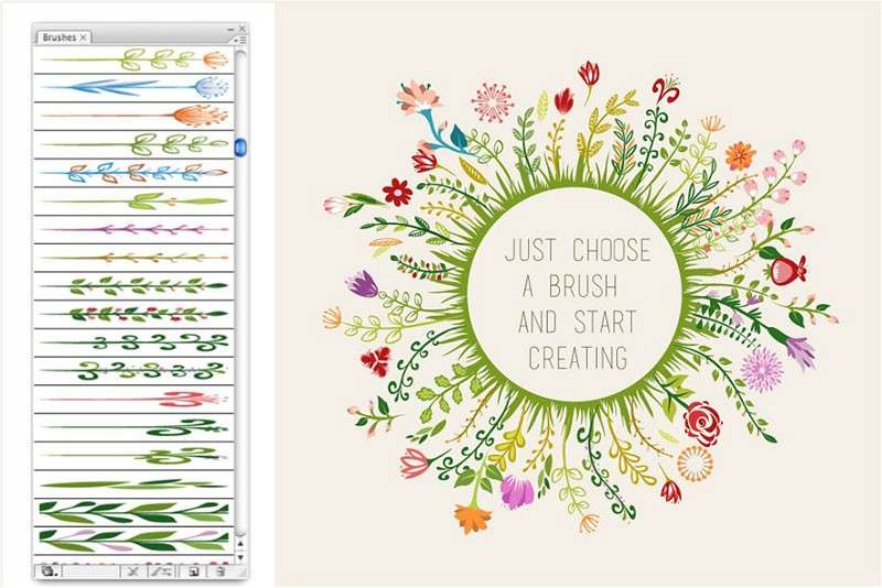 100种花卉植物AI笔刷 笔刷资源 第2张