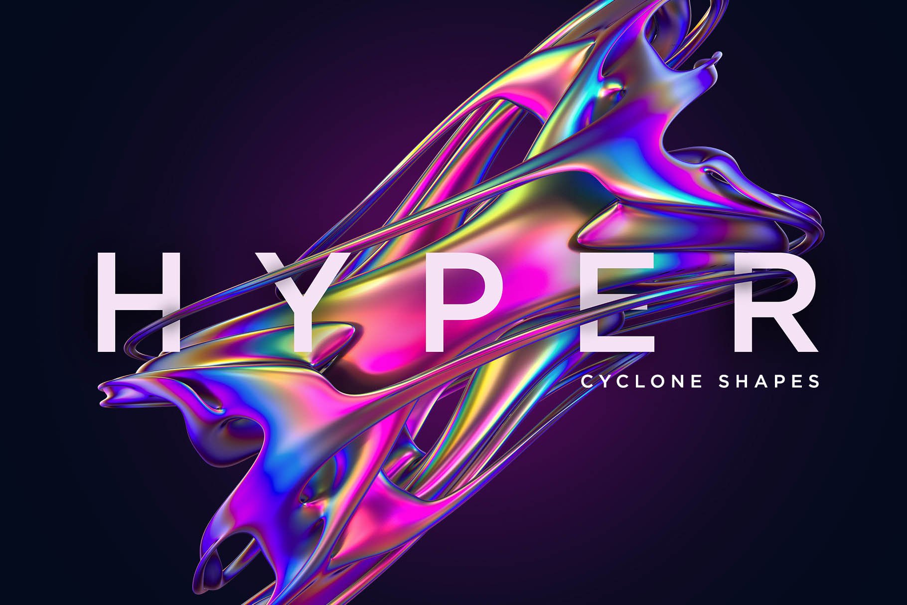 24+高级全息霓虹抽象旋风扭曲形状图案 Hyper Abstract Cyclone Shapes 图片素材 第1张