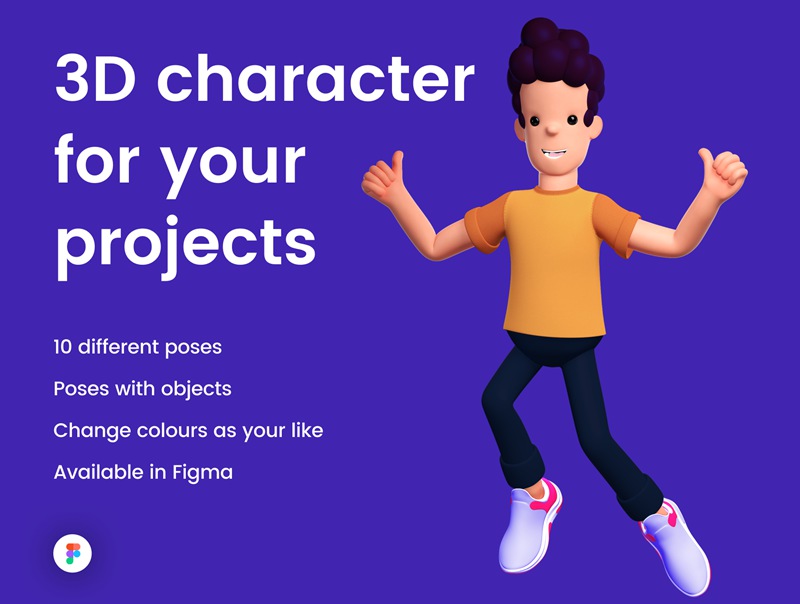 10个有趣可爱独特姿势3D角色套件 3D character with 10 poses 图标素材 第1张