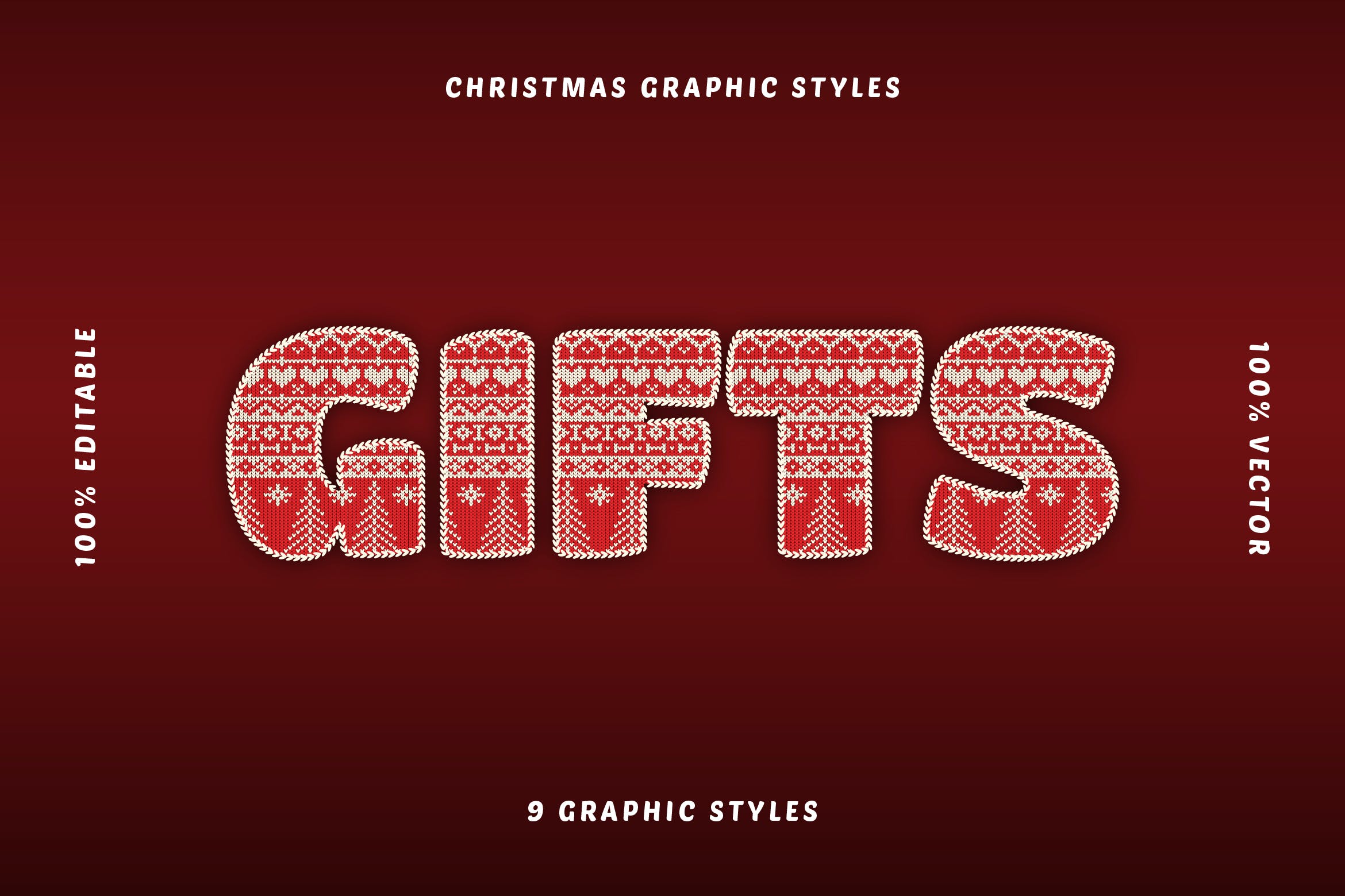 圣诞主题矢量文本效果 Christmas Text Effects Illustrator 插件预设 第1张
