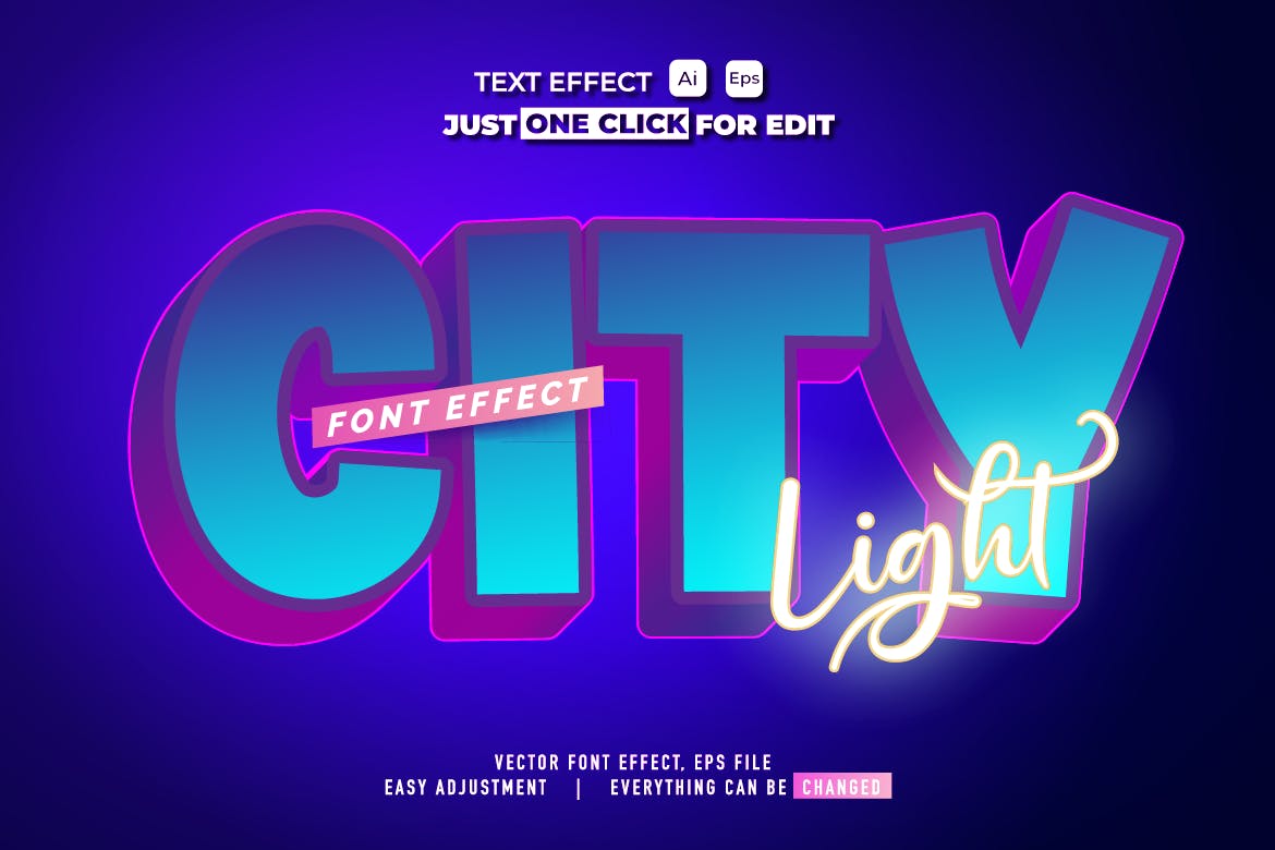 城市之夜立体矢量文本/文字效果样式素材v58 Text Effect Vol 58 插件预设 第1张