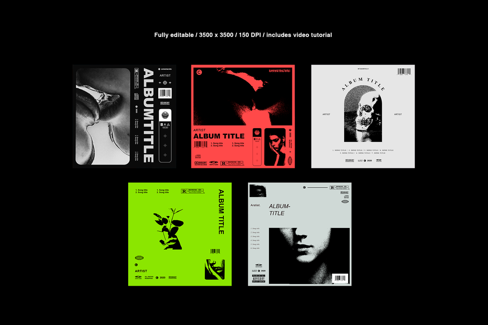 15个完全可定制艺术感的专辑封面PSD模板 Cover Art Template Pack Bundle 图片素材 第2张