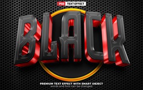 黑红色团队运动3D文本效果 Black Red Team Esport 3D Text Effect