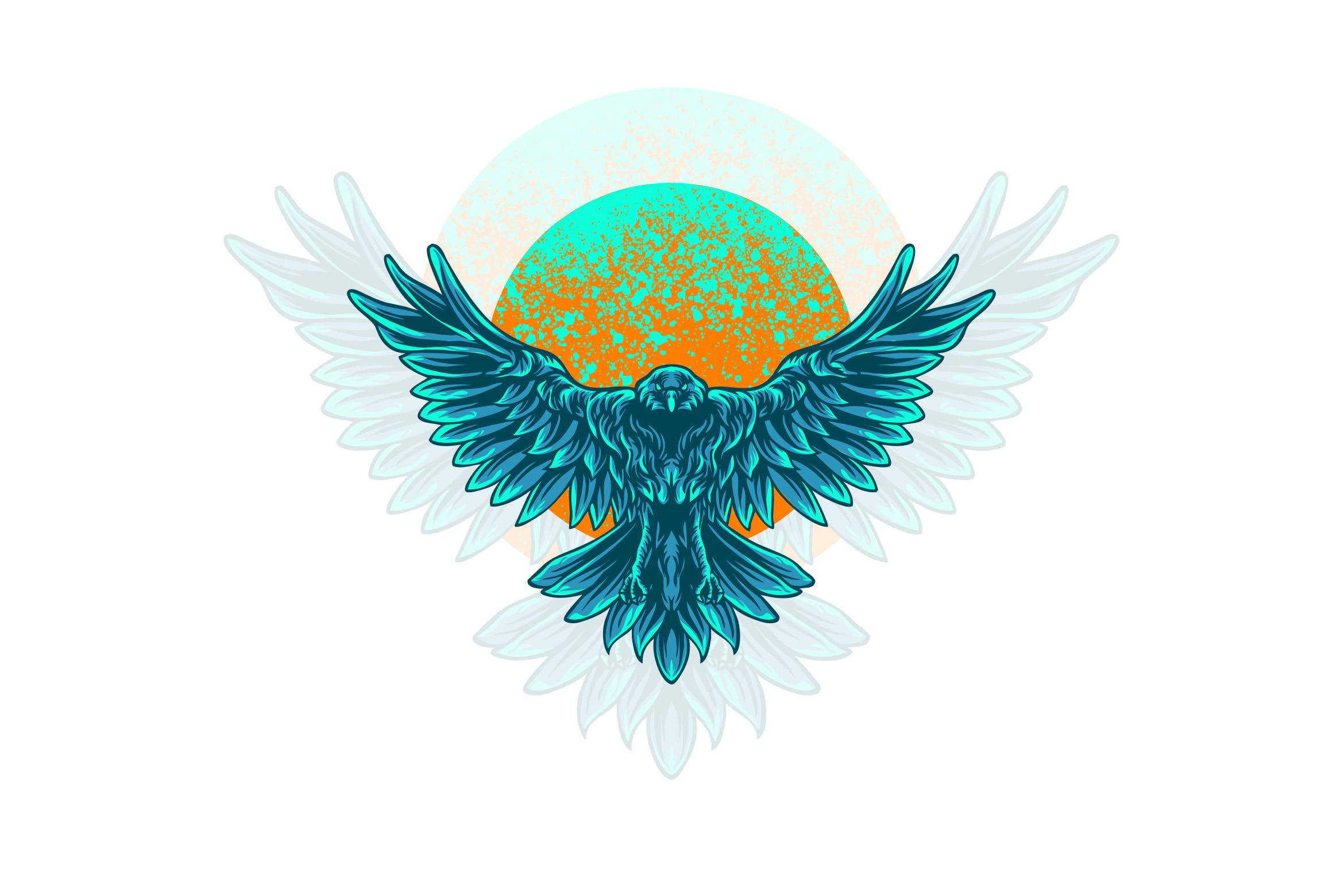 展翅乌鸦动物徽章插画 raven animal illustration 图片素材 第1张