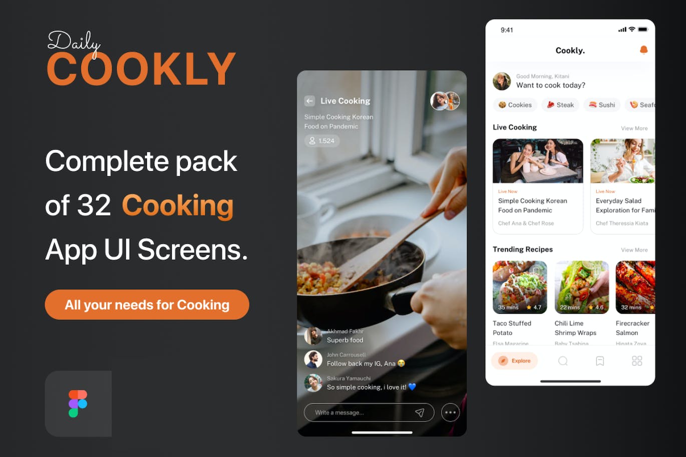 现代完整的烹饪教学应用UI套件 Modern Complete Cooking Receipt App UI Kit APP UI 第1张