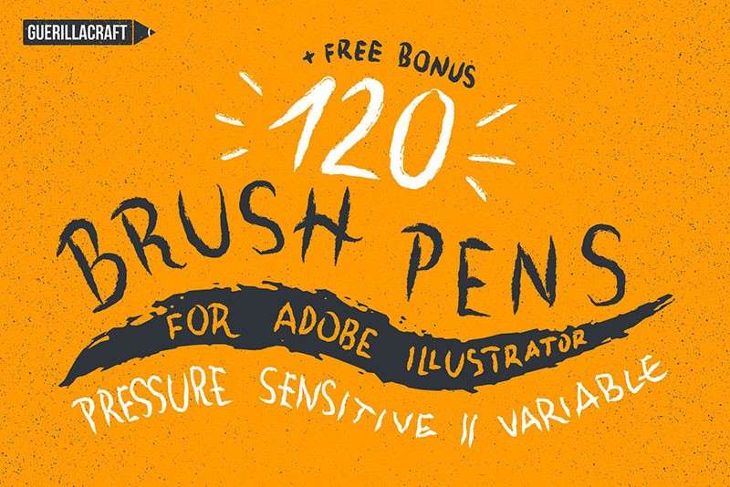 120个复古的干墨纹理AI笔刷 笔刷资源 第1张