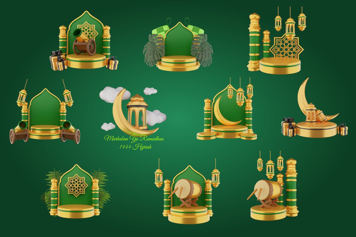 3D斋月开斋节穆巴拉克图标 3D Ramadhan Eid Mubarak Icon 2 图标素材 第4张
