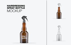 按压玻璃喷雾瓶瓶身设计样机 Set Different Glass Spray Bottles Mockup