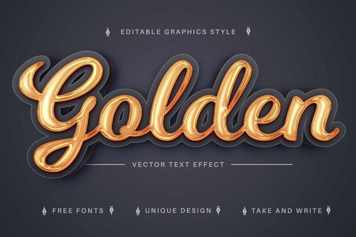 可编辑的3D金色液体文字效果 Good 3D- Editable Text Effect, Font Style 插件预设 第6张