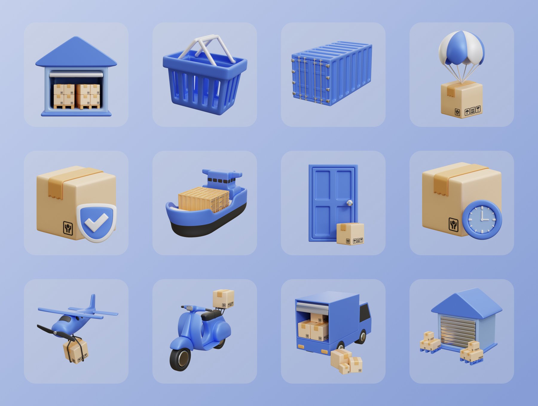 高质量三维渲染电商快递全球物流送货3D插画素材 Delivery Service Icon Illustration 图标素材 第5张