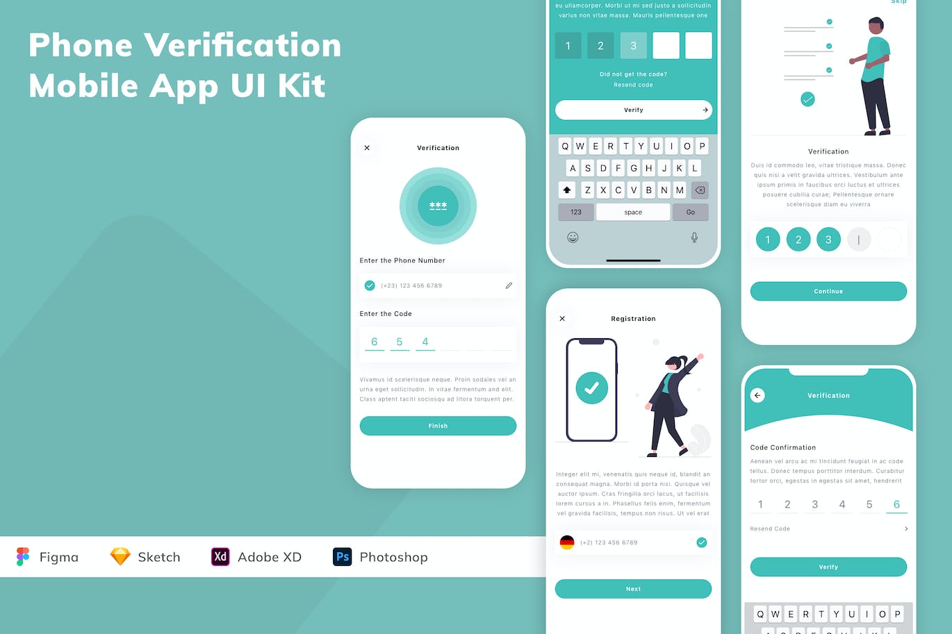 电话验证应用程序App设计UI工具包 Phone Verification Mobile App UI Kit APP UI 第1张
