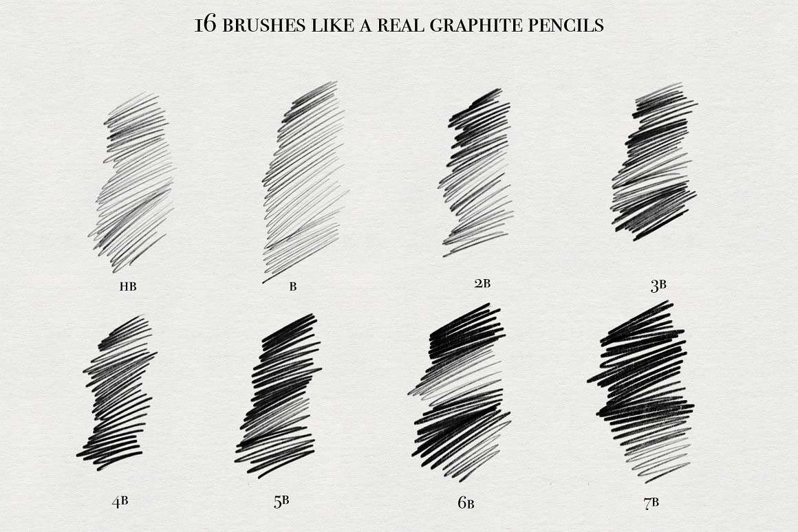 17个石墨铅笔效果Procreate笔刷 笔刷资源 第3张
