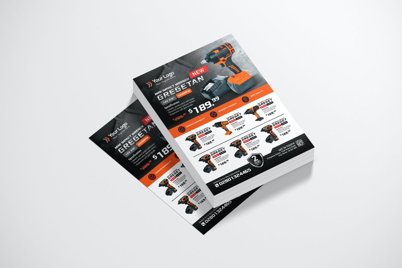 冲击扳手促销宣传单模板下载 Impact Wrench Promotion Flyer 设计素材 第1张