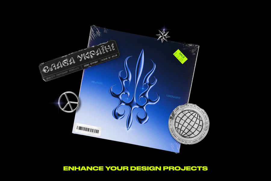 PS资源-银色金属效果3D几何形状图形元素设计素材附赠PS动作样机模板 图标素材 第3张