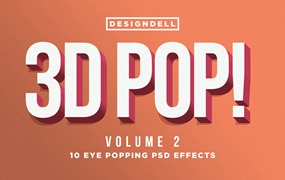 3D立体风格ps文字效果样式v2 3D POP! Photoshop Effects Vol. 2
