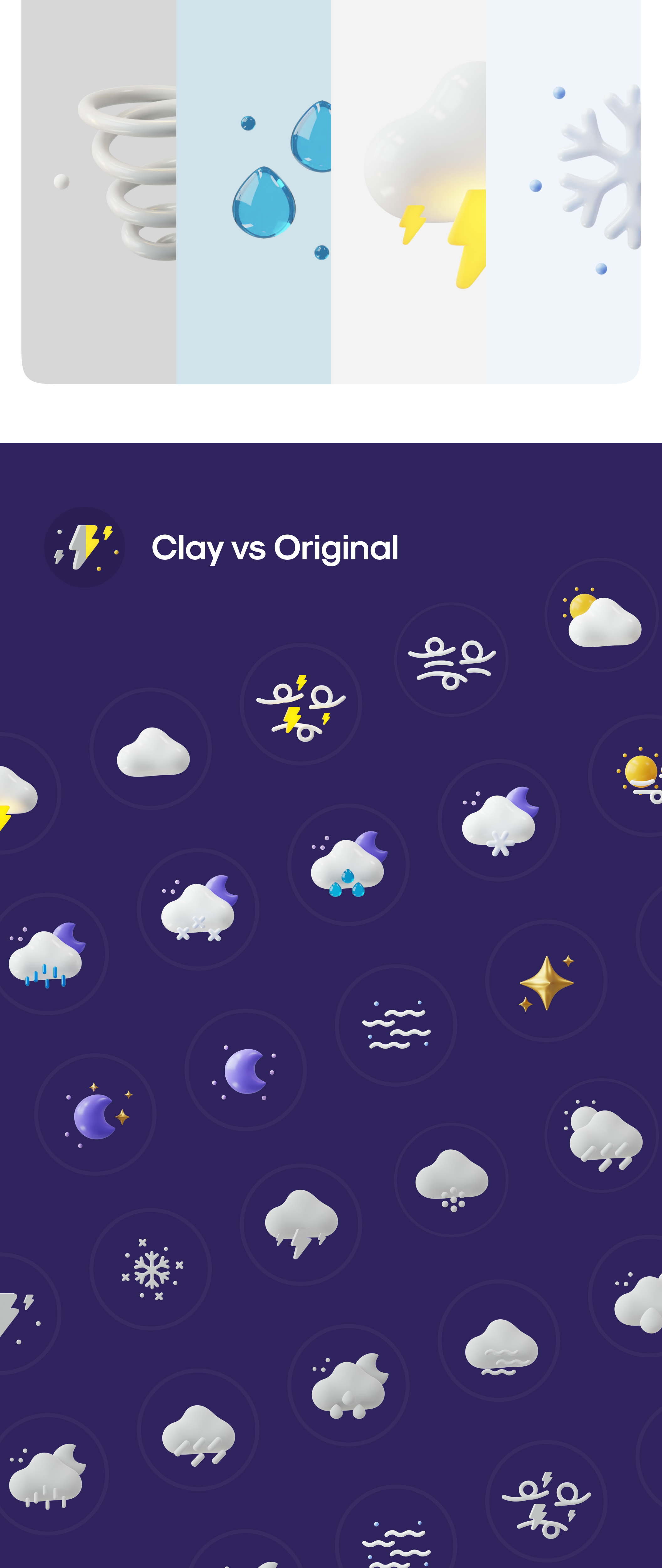 50多个3D高分辨率原始风格和粘土风格完美天气图标包 Weatherly 3D icons – 50+ Weather icons 图标素材 第13张