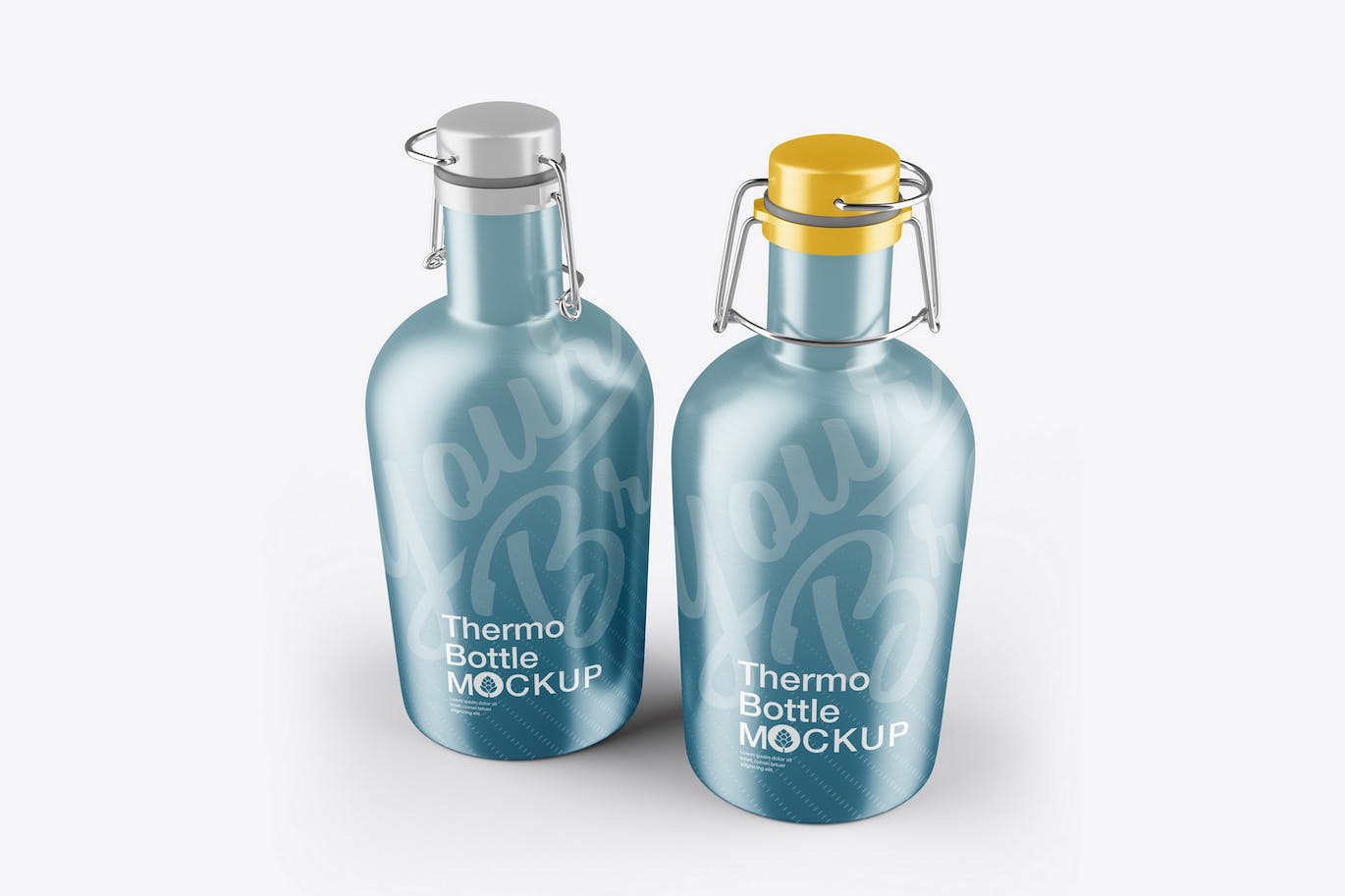 金属保温瓶外观设计样机 Metallic Thermo Bottle Mockup 样机素材 第1张